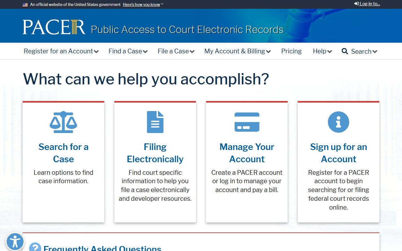 PACER federal case access for Escambia County area federal courts