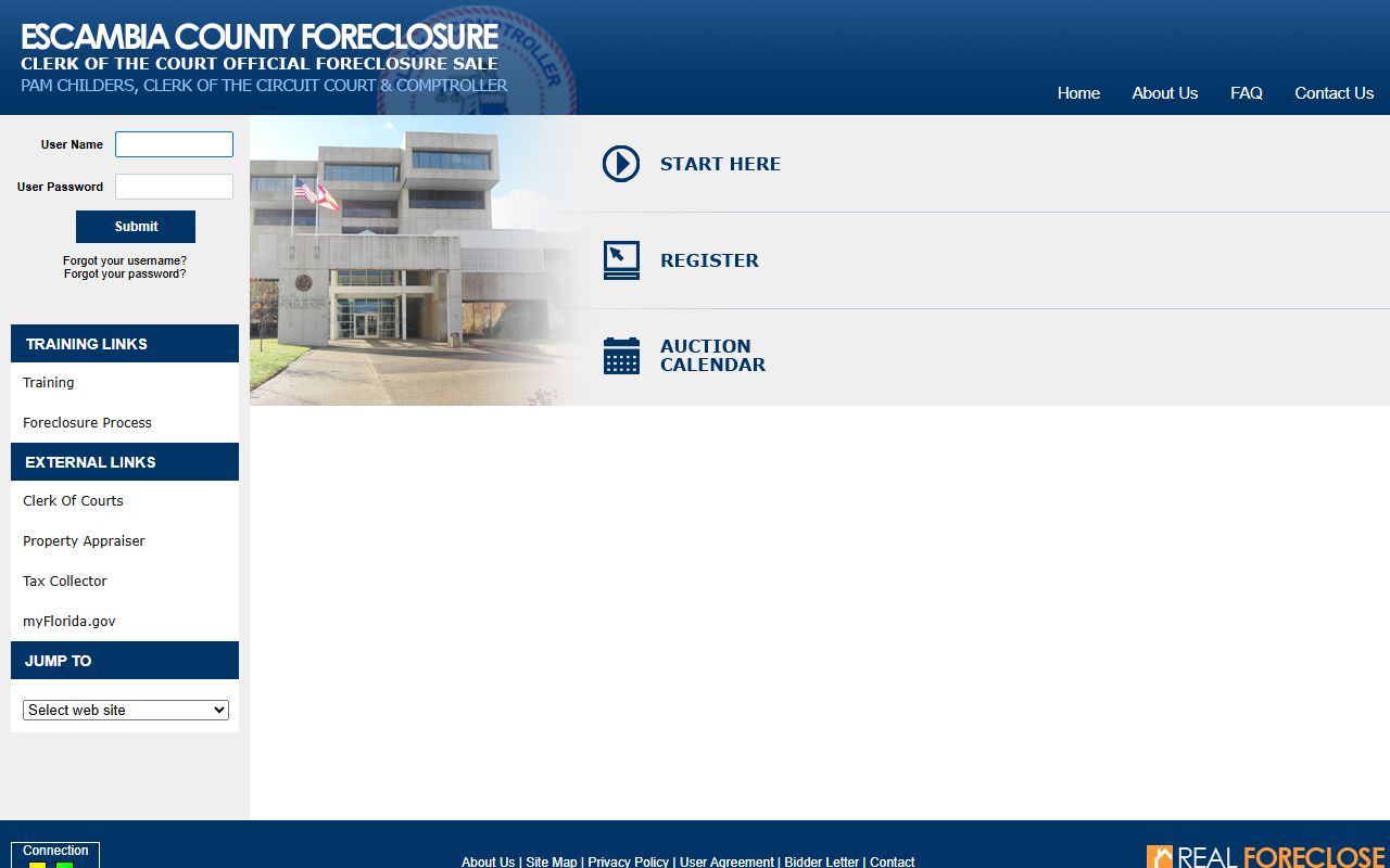 Escambia County public records request page for court records