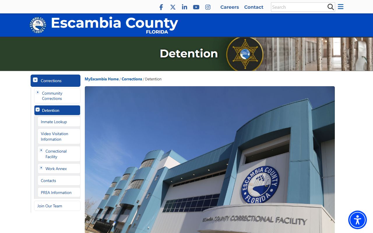 Escambia County community detention page tied to inmate records