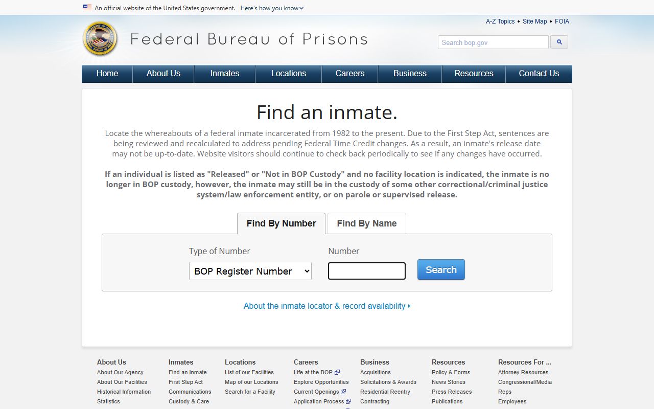 Federal Bureau of Prisons locator for released Escambia County inmates