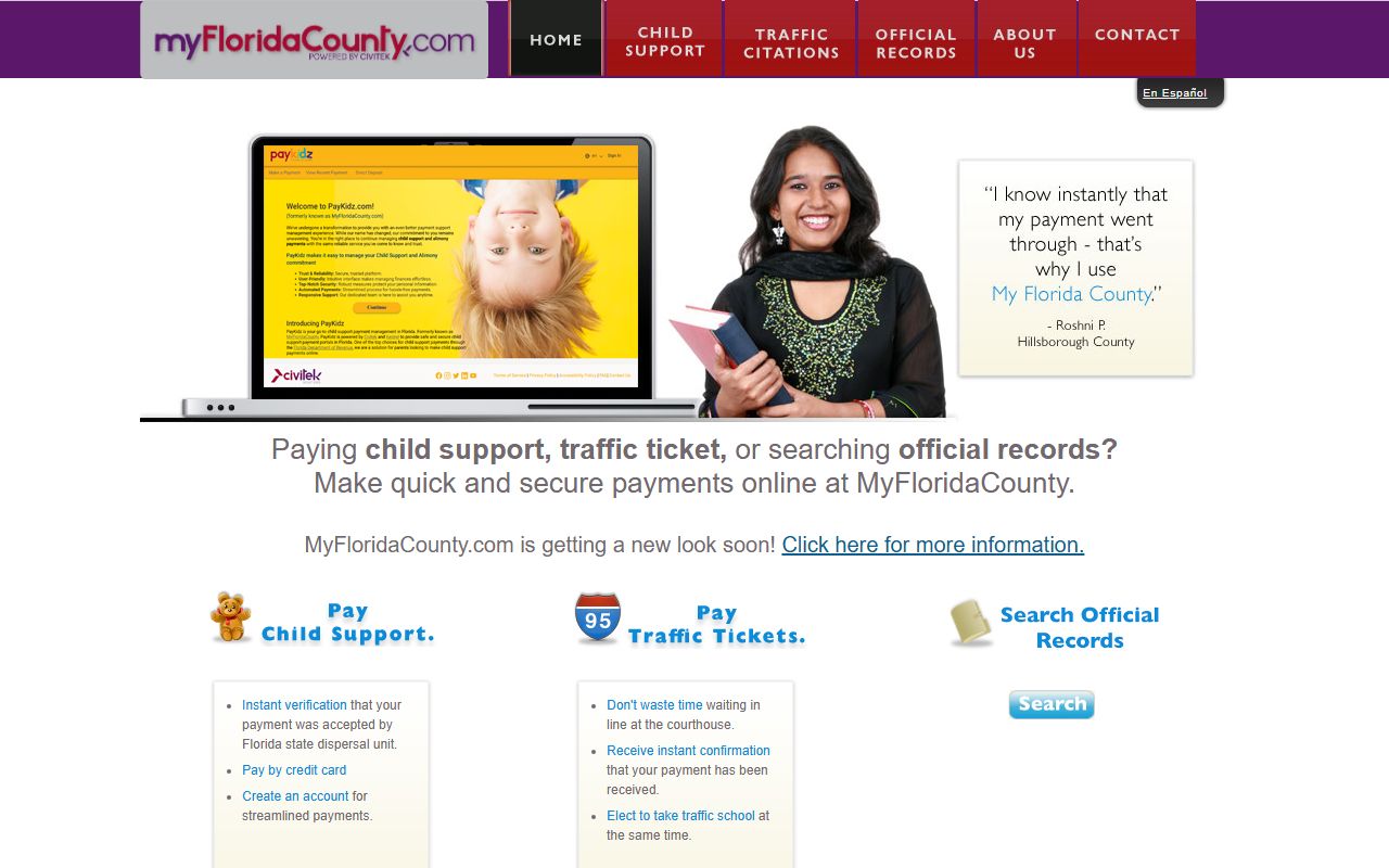 MyFloridaCounty portal for Escambia County traffic court records and payments